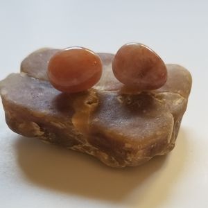 Dark Pink/Melon Quartz Post Earrings